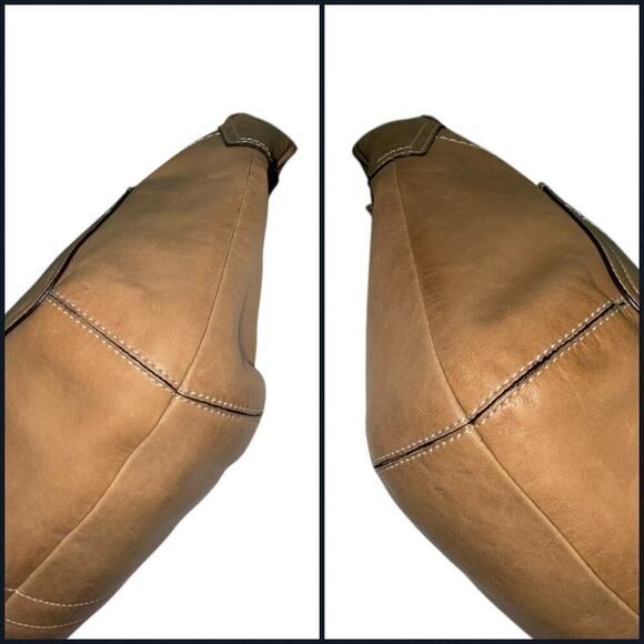 VINTAGE COACH ERGO TAN LEATHER FRONT POCKET HALF MOON SHOULDER BAG - Picture 4 of 16